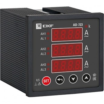 Амперметр EKF PROXIMA AD-723 цифровой на панель (72х72) трехфазный Амперметр EKF PROXIMA AD-723 цифровой на панель (72х72) трехфазный