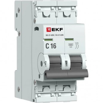 Автоматический выключатель EKF 2P 16А (C) 6кА ВА 47-63N PROxima Автоматический выключатель EKF 2P 16А (C) 6кА ВА 47-63N PROxima