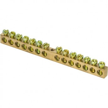 Шина EKF PROXIMA PEN "ноль-земля" 8х12мм 14 отверстий латунь Шина EKF PROXIMA PEN "ноль-земля" 8х12мм 14 отверстий латунь