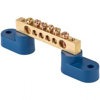 Шина нулевая EKF SN0-2-63-06 N 6х9 6 отверстий 2 синих угловых изолятора латунь PROxima Шина нулевая EKF SN0-2-63-06 N 6х9 6 отверстий 2 синих угловых изолятора латунь PROxima